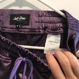 $850 JUST DON side stripe pants - silk like fabric